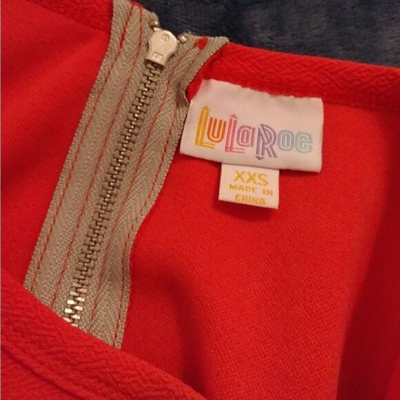 Lularoe Amelia Red and Black Striped Colorblock Midi Dress - Picture 4 of 6